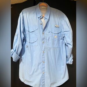 Men’s Medium Baby Blue Columbia PFG Button Down Fishing Shirt- Great Condition!